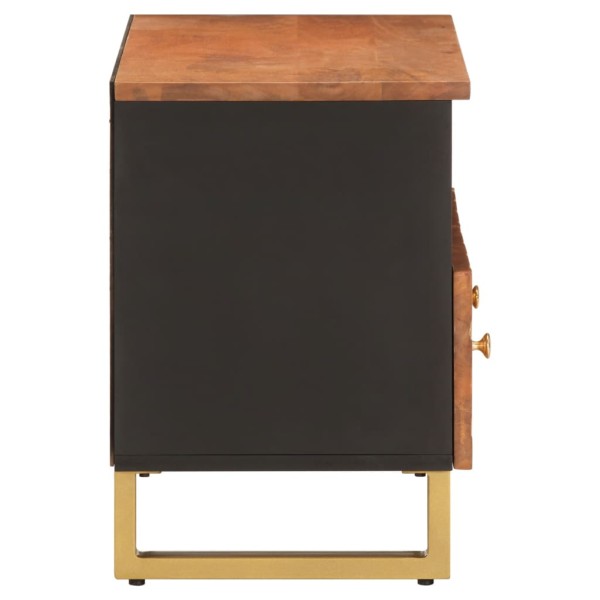 Mueble de TV madera de mango marrón negro 70x33,5x46 cm