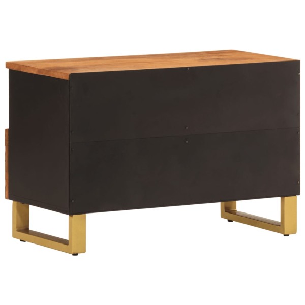 Mueble de TV madera de mango marrón negro 70x33,5x46 cm