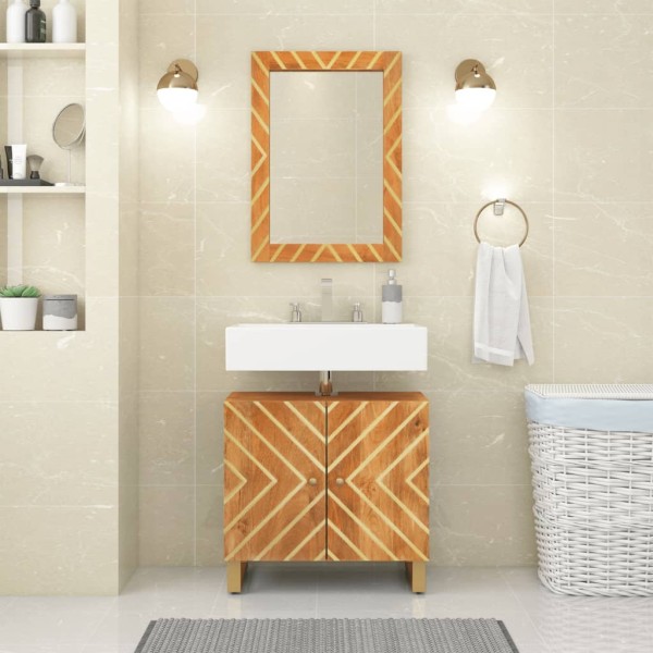 Mueble para lavabo de baño madera maciza mango marrón y negro