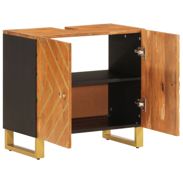 Mueble para lavabo de baño madera maciza mango marrón y negro