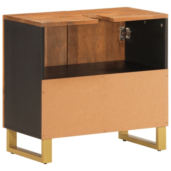 Mueble para lavabo de baño madera maciza mango marrón y negro