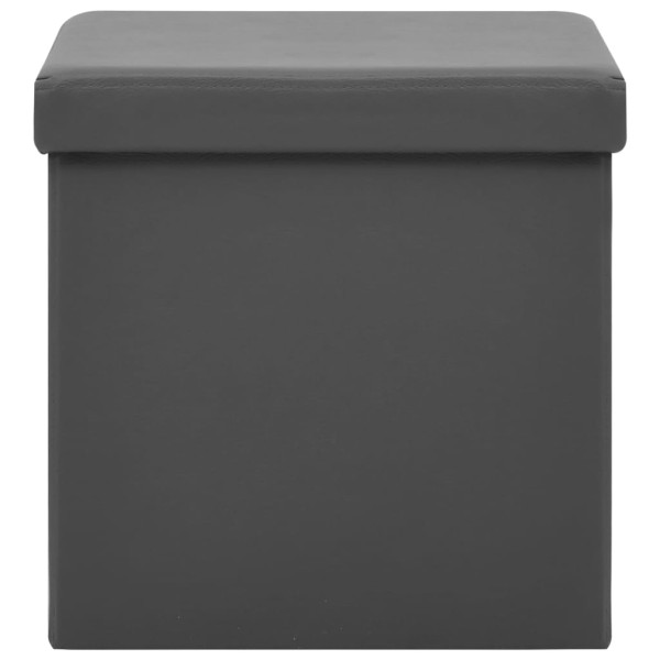 Taburetes de almacenaje plegables 2 uds gris PVC