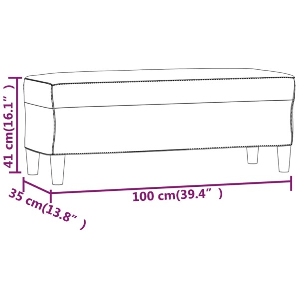 Banco de cuero sintético negro 100x35x41 cm