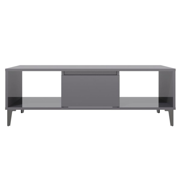 Mesa de centro madera contrachapada gris brillo 103,5x60x35 cm