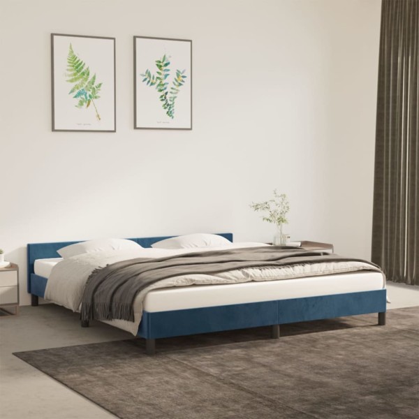 Estructura cama con cabecero terciopelo azul oscuro 160x200 cm