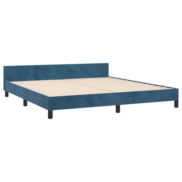 Estructura cama con cabecero terciopelo azul oscuro 160x200 cm