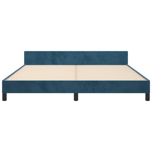 Estructura cama con cabecero terciopelo azul oscuro 160x200 cm