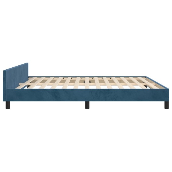 Estructura cama con cabecero terciopelo azul oscuro 160x200 cm