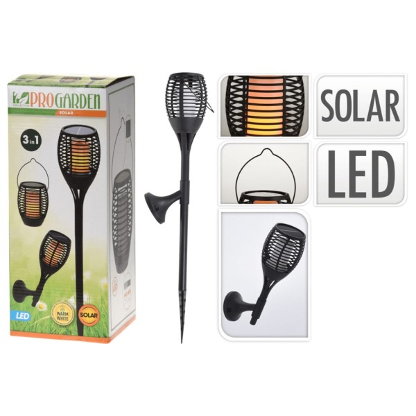 ProGarden Farol de jardín 3 en 1 LED solar negro