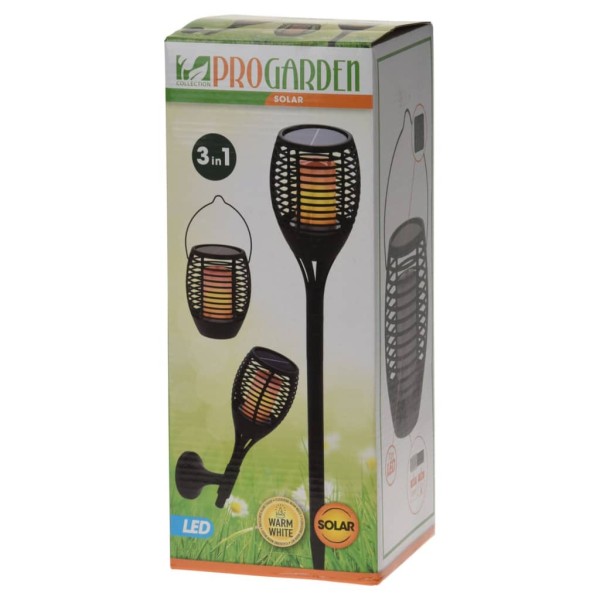 ProGarden Farol de jardín 3 en 1 LED solar negro