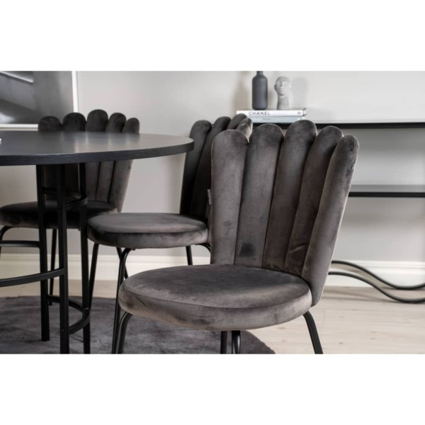 Venture Home Sillas de comedor 2 uds Limhamn terciopelo negro y gris