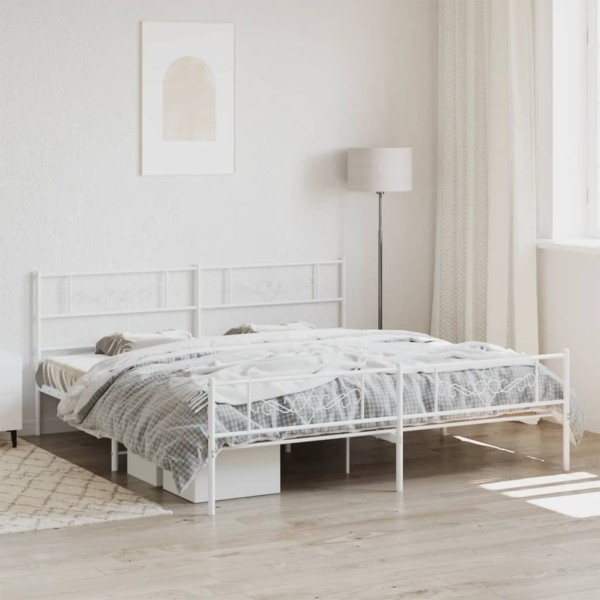 Estructura cama metal con cabecero y pie cama blanco 183x213 cm