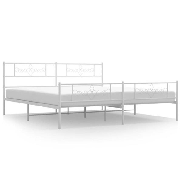 Estructura cama metal con cabecero y pie cama blanco 183x213 cm