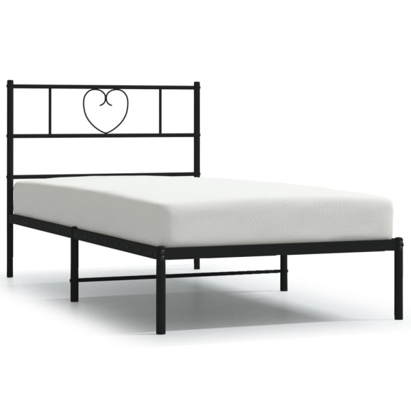 Estructura de cama con cabecero metal negro 100x190 cm