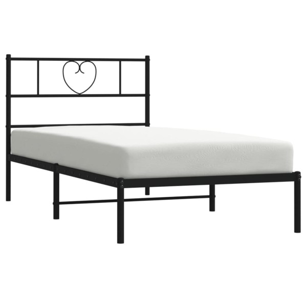 Estructura de cama con cabecero metal negro 100x190 cm