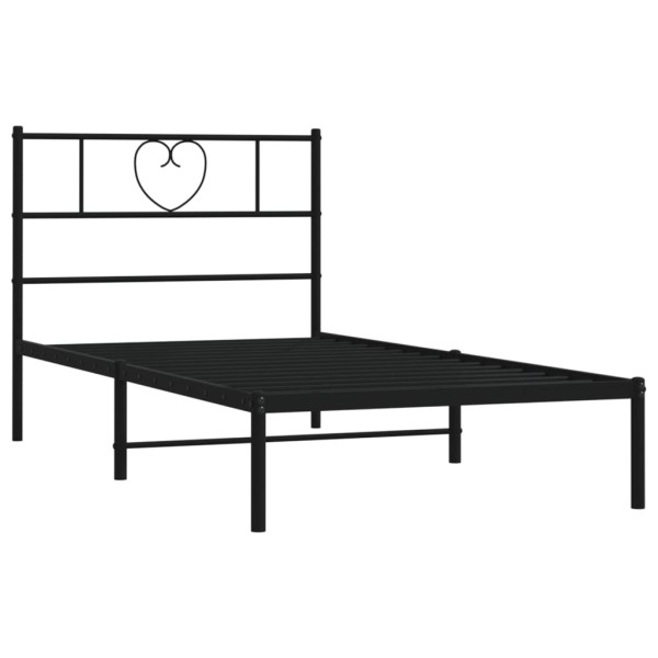 Estructura de cama con cabecero metal negro 100x190 cm