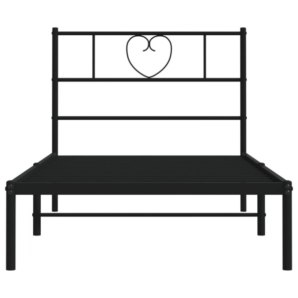 Estructura de cama con cabecero metal negro 100x190 cm