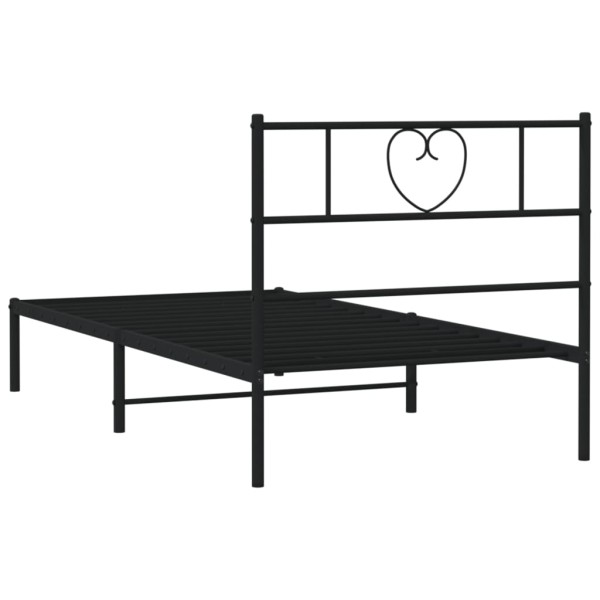 Estructura de cama con cabecero metal negro 100x190 cm