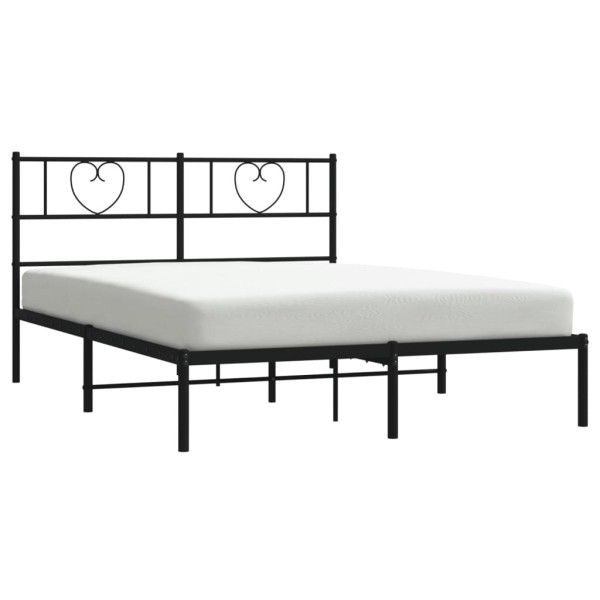 Estructura de cama con cabecero metal negro 135x190 cm