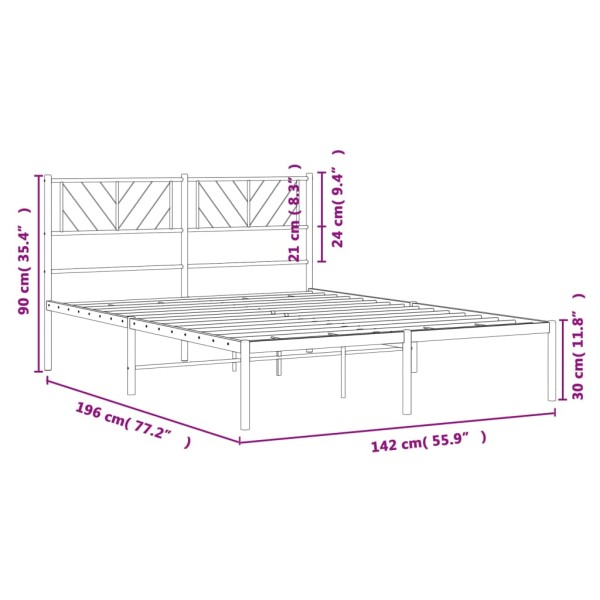 Estructura de cama con cabecero metal negro 135x190 cm