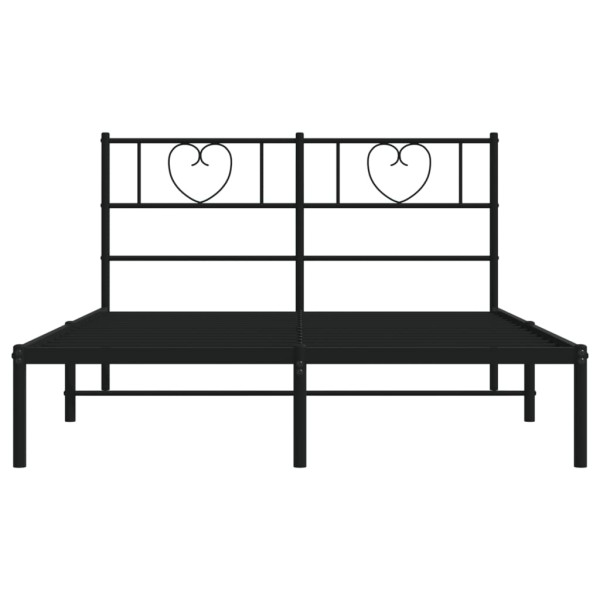 Estructura de cama con cabecero metal negro 135x190 cm