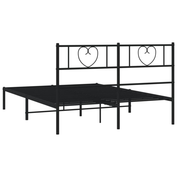 Estructura de cama con cabecero metal negro 135x190 cm