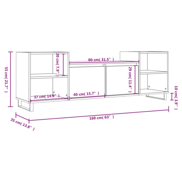 Mueble para TV madera contrachapada roble Sonoma 160x35x55 cm