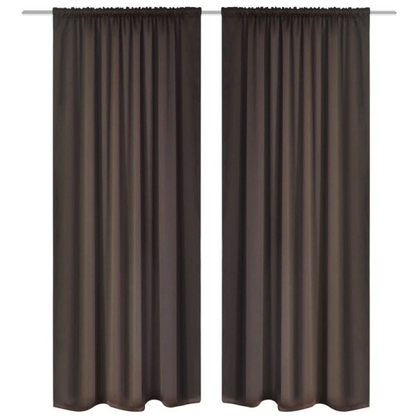 2 cortinas marrones oscuras con jaretas, blackout 135 x 245 cm