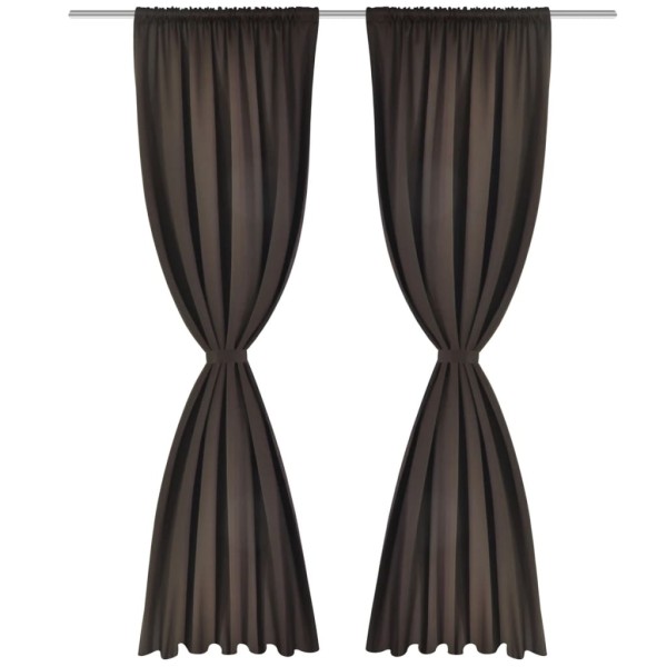 2 cortinas marrones oscuras con jaretas, blackout 135 x 245 cm