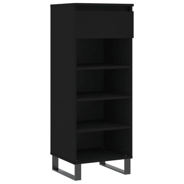 Mueble zapatero madera contrachapada negro 40x36x105 cm