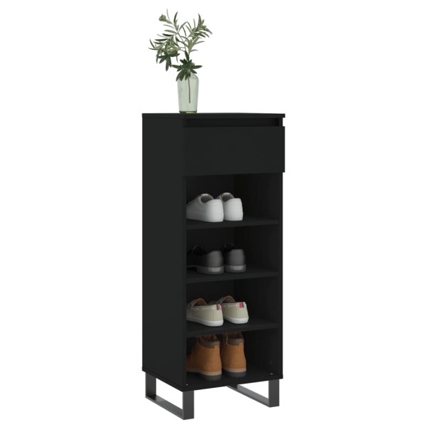 Mueble zapatero madera contrachapada negro 40x36x105 cm