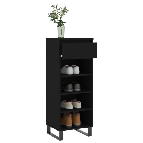 Mueble zapatero madera contrachapada negro 40x36x105 cm