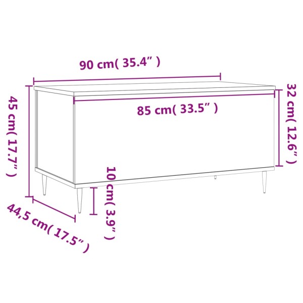 Mesa de centro madera contrachapada gris hormigón 90x44,5x45 cm