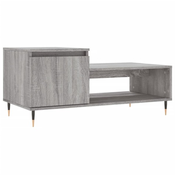 Mesa de centro madera contrachapada gris Sonoma 100x50x45 cm