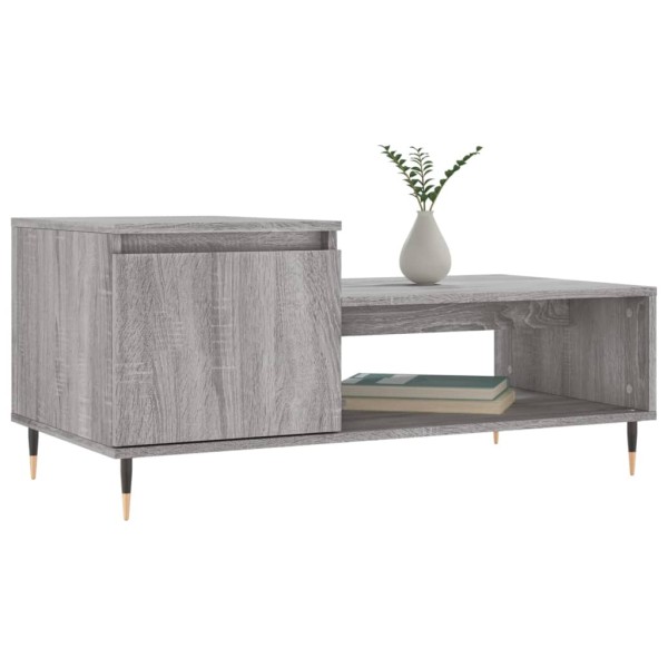 Mesa de centro madera contrachapada gris Sonoma 100x50x45 cm