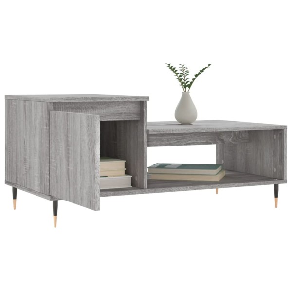 Mesa de centro madera contrachapada gris Sonoma 100x50x45 cm