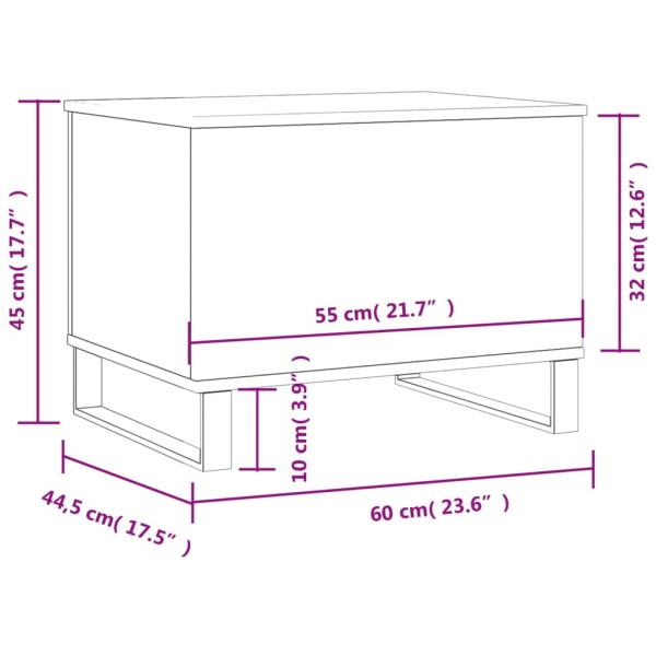 Mesa de centro madera contrachapada roble marrón 60x44,5x45 cm