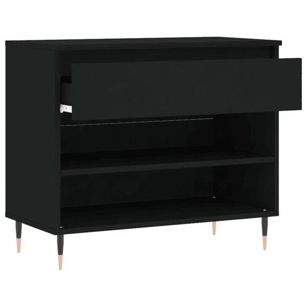 Mueble zapatero madera contrachapada negro 70x36x60 cm