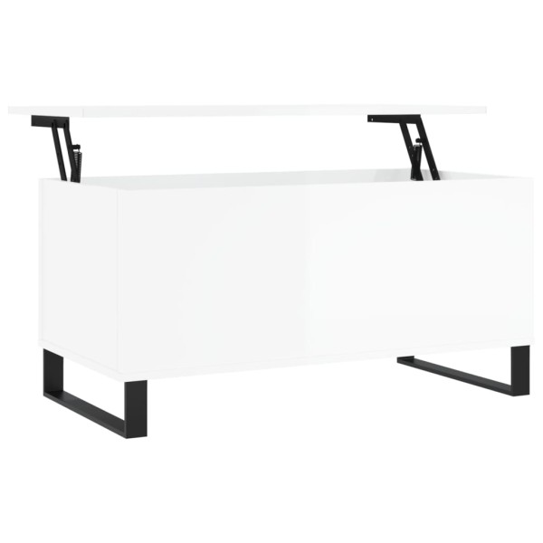 Mesa de centro madera contrachapada blanco brillo 90x44,5x45 cm