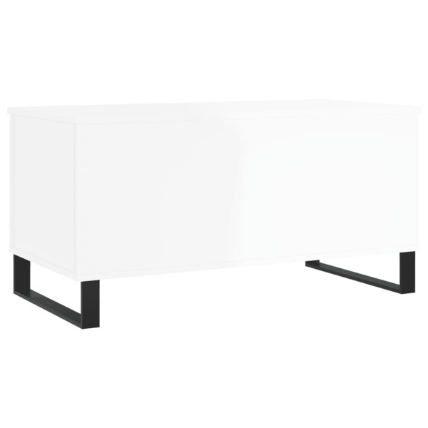 Mesa de centro madera contrachapada blanco brillo 90x44,5x45 cm