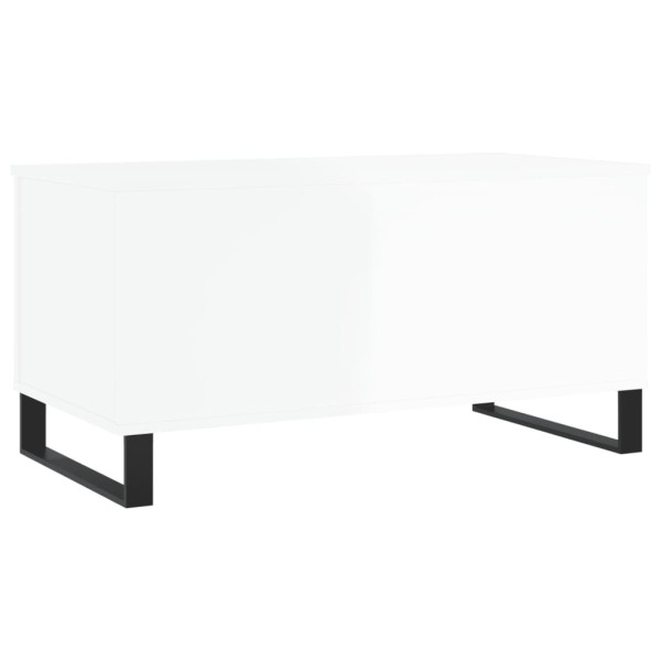 Mesa de centro madera contrachapada blanco brillo 90x44,5x45 cm