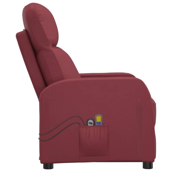 Sillón de masaje eléctrico cuero sintético rojo tinto