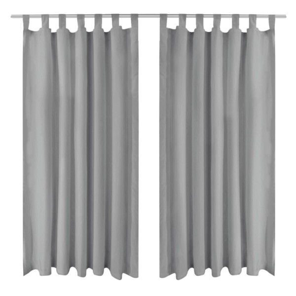 Cortinas de micro-raso con bucles 2 unidades 140x175cm gris