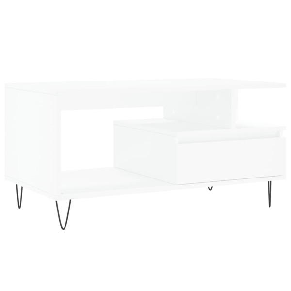 Mesa de centro madera contrachapada blanca 90x49x45 cm