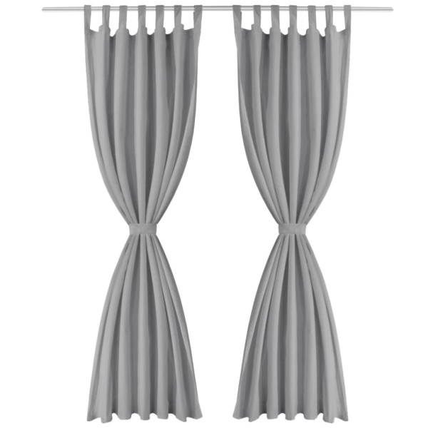 Cortinas de micro-raso con bucles 2 unidades 140x175cm gris