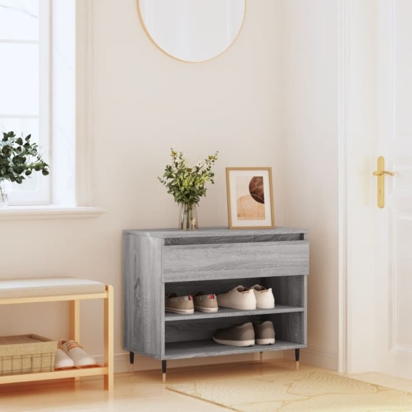 Mueble zapatero madera contrachapada gris Sonoma 70x36x60 cm