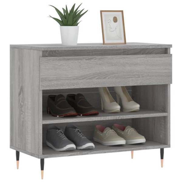 Mueble zapatero madera contrachapada gris Sonoma 70x36x60 cm