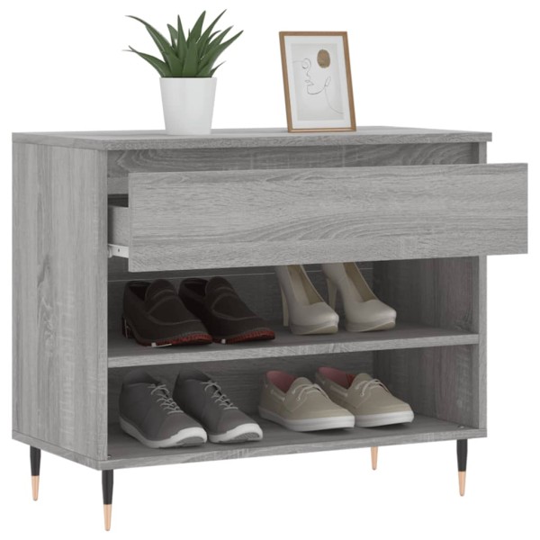 Mueble zapatero madera contrachapada gris Sonoma 70x36x60 cm