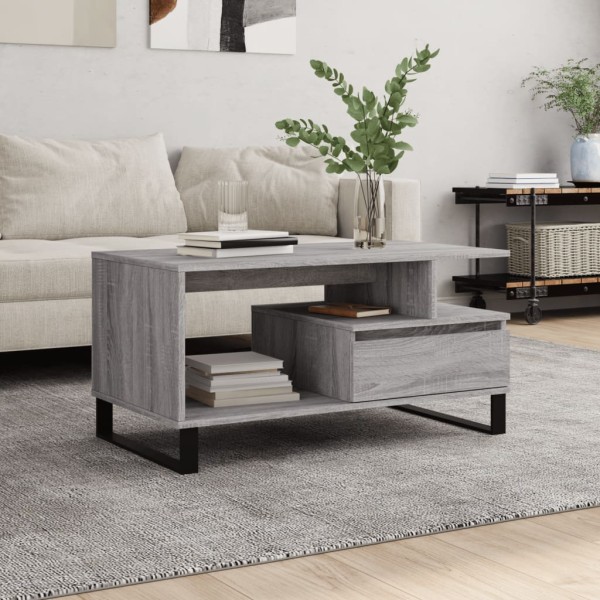 Mesa de centro madera contrachapada gris Sonoma 90x49x45 cm