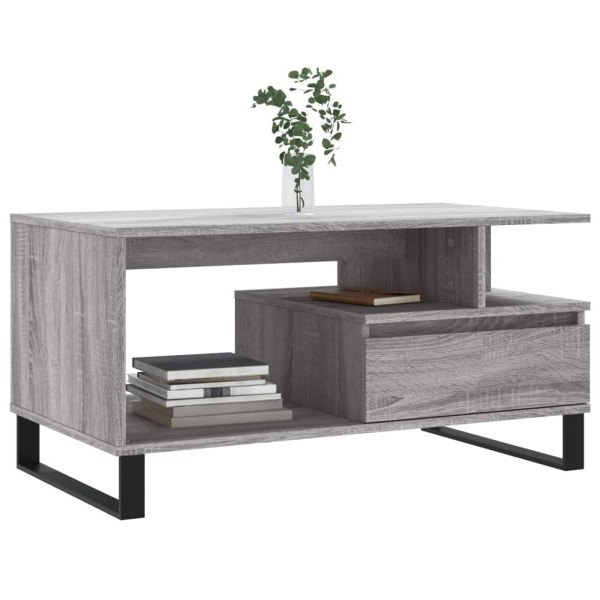 Mesa de centro madera contrachapada gris Sonoma 90x49x45 cm